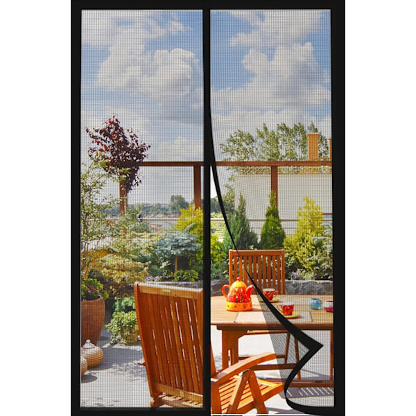 110×200cm Magnetisk myggenet til dør, insektnet, magnetisk skydedør myggenet, sort