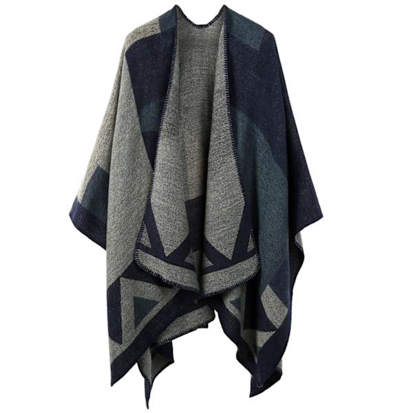 SEW Vinter Varma Poncho Sjal Wrap - Öppen Framtill Cape Vindtät Stickad