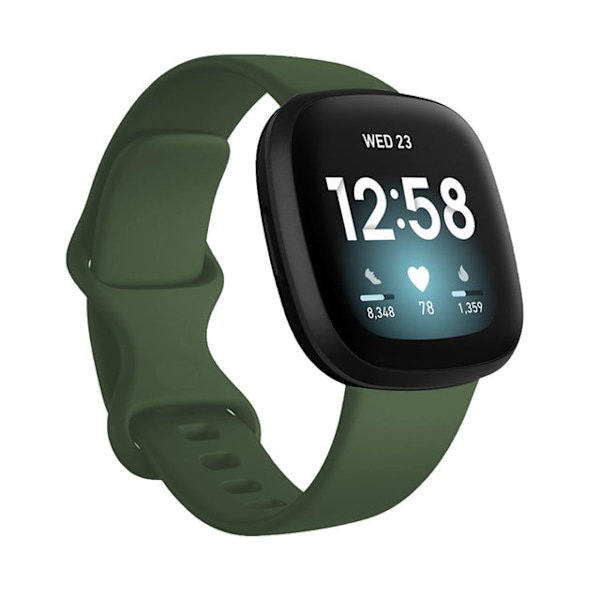 Värikäs ranneke Fitbit Versa 3 -kellolle Pehmeä ranneke Correa Fitbit Sense Versa3 -kellolle Tarvikkeet Tummanvihreä Dark green L