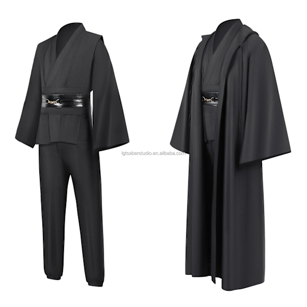 Mub- Obi wan Kenobi Premium Kvalitet Cosplay Kostym  svart Jedi Robe från Star the Wars för Ljussabel Duellering Svart Black 3 XL