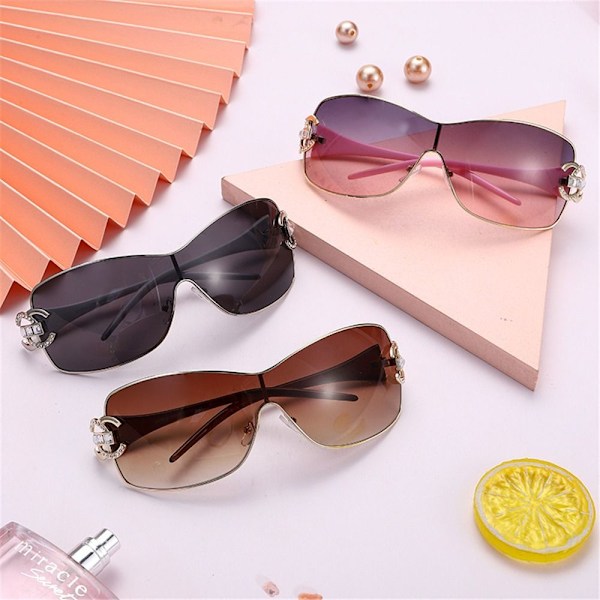 Y2K Solbriller Wrap Around GULL/BRUN GULL/BRUN Gold/Brown Gold/Brown