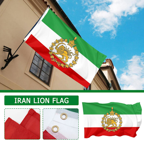 Persisk Iran Løve 90*150cm ærmeflag Persiske Iranske Flag Sha A One-size
