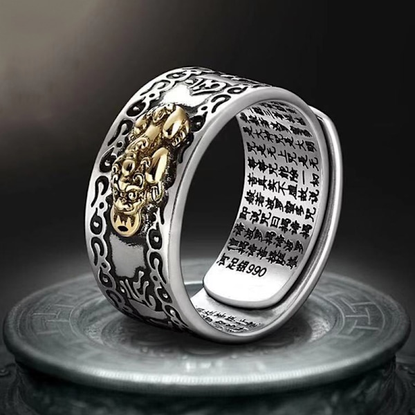 Feng Shui Pixiu Mani Mantra Beskyttelse Formue Ring Amulett Vi