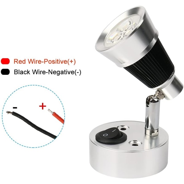 12 volt LED vægmonteret læselampe, 2-pak LED-lys