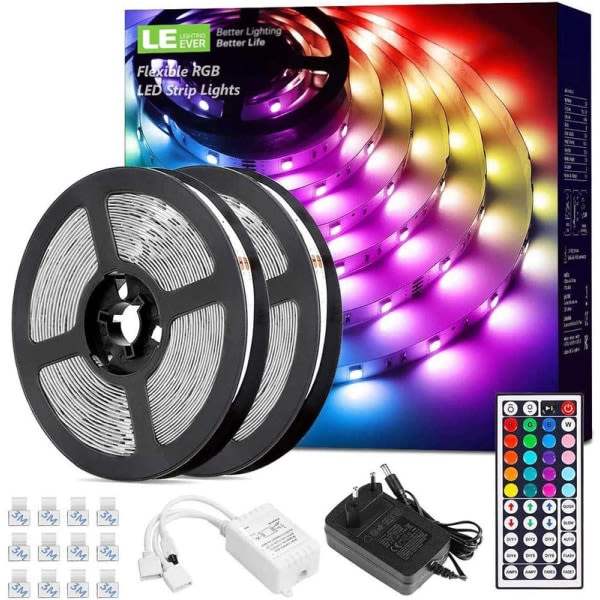 LED-remsa 10M (2 x 5m) RGB-set, 5050 SMD 300 LED-remsor, 12V, LED-remsa självhäftande, flexibel LED-remsa