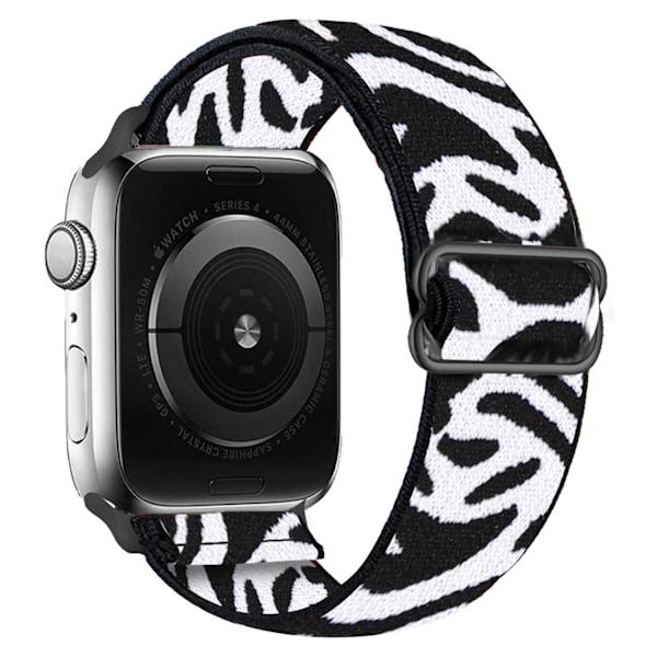 iWatch 7 Ny Elastisk Nylon Justerbar Vävd Apple-Rem Zebra Vit 38mm40mm41mm Zebra White