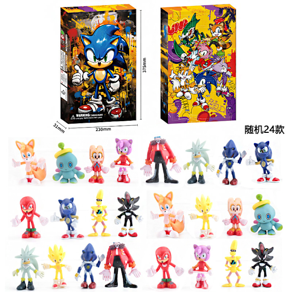 Gos- Blind box julegaver til børn 24 dukke adventskalender Sonic