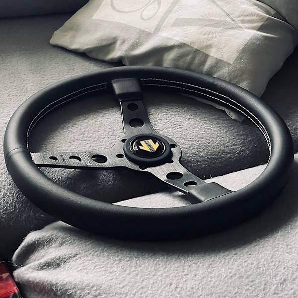 14 tum/350 mm Momo Prototipo Style PU Läder Racing Sport Ratt - Rattar och Tutknapp