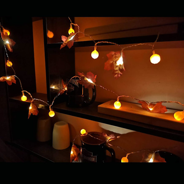 Dekoration 10 fot 30 LED Pumpa Lönnlöv Garland Ljusslingor för Höstdekoration Säsongsbelysning passar Fest Inomhus Utomhus Dekor$Fall Garland Lönn