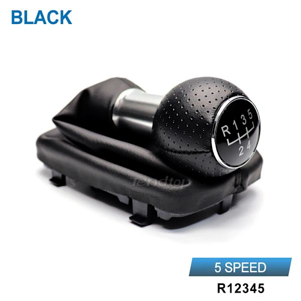 For AUDI A4 8E B6 B7 2000-2008 Bil Girskiftknapp Damask Boot Parkeringshåndbremsehåndtak Case-5 Speed Svart 5 Speed Black