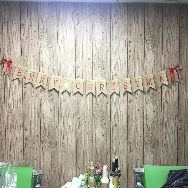 Glædelig Jul Burlap Banner Girlande med Bånd Rosetter til Julefest Dekoration Foto Prop