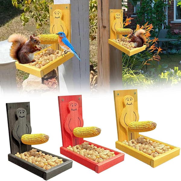 Sjove stolte mænd Egern-dyrefoderautomat med stor kapacitet picnicbordsfoderautomat til udendørs have-FA- Red