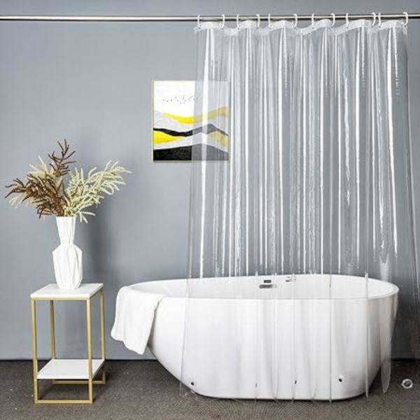 Ekstra Lang Klar Duschforhængsforing 180x200cm, Transparent
