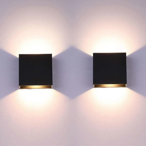 2-pack LED Wall Lamp Indoor Up and Down Wall Light Modern Wall Sconce Lighting Black 7W Aluminum-FA- Black warm light