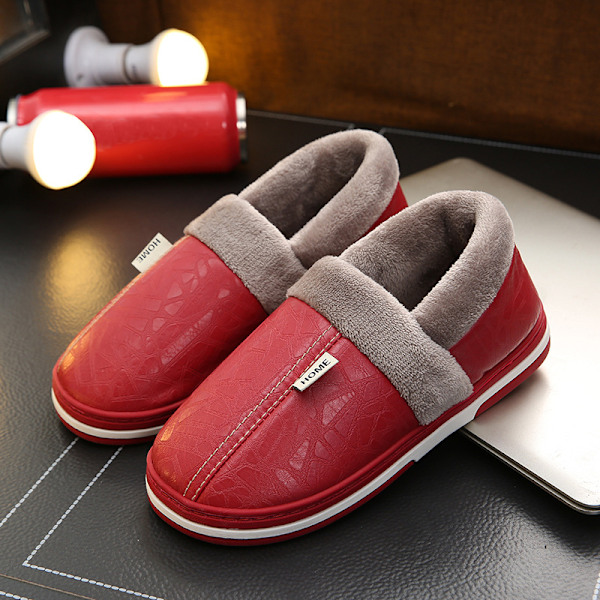 Herr Faux Fur Tofflor Varma Vandtætte Indendørs Flade Flip Flops Soveværelsessko Sort Størrelse 50-51 Rød2 Edit2 Edit2 36-37