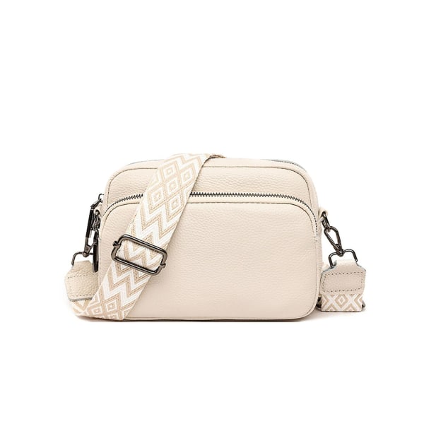 Crossbody-veske Dame Lær Små Skulderveske med Glidelås white