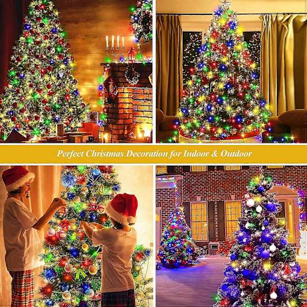 Julgransbelysning, 400 LED-julbelysning med 8 ljuslägen & minnesfunktion, 2 meter x 16 ljusslingor med timerfunktion & fjärrkontroll Multicolored-400led