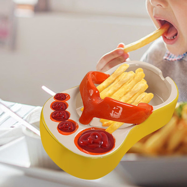 Keramiska pommes frites Fat Fötter Formad Chip Serveringsfat Skål för Orange