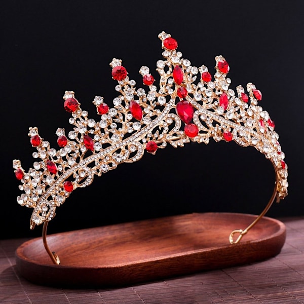 Legering Crown Bröllop Tiara Crystal Rhinestone Crown GULD Gold