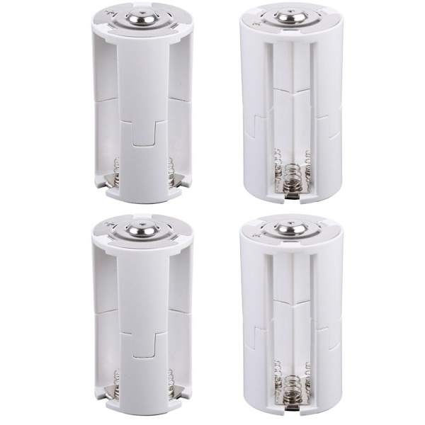 4 stk. 3x AA til D størrelse celle batterikonverter switcher adapter