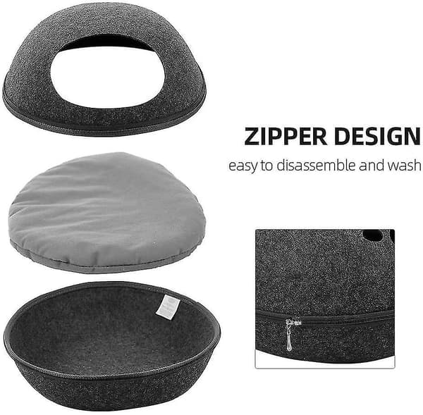 Felt Cat Cave Bed Detachable Foldable Zipper Top-FA-
