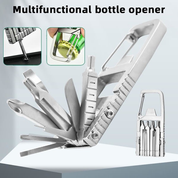 Multifunktionell fickverktyg i rostfritt stål hopfällbar utomhusflasköppnare portabel skruvmejsel miniverktyg multifunktionell utomhus
