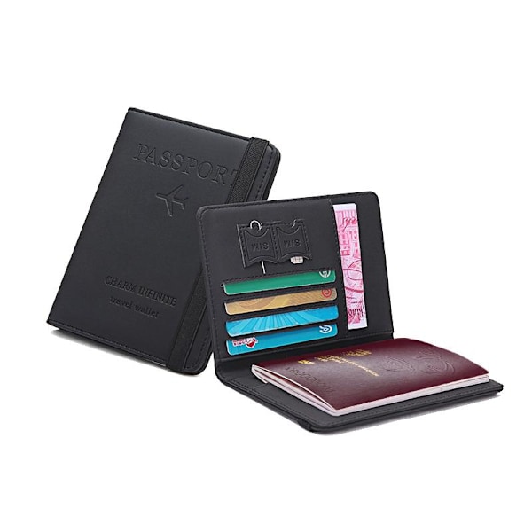 RFID-beskyttet reiselommebok passholder Svart black 1-Pack