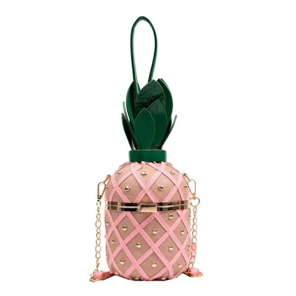 Damväska 2023 Mode Söt Ananas Design Axelväska Originalitet Design Damer Crossbody-väska Metallkedja Handväska Pink