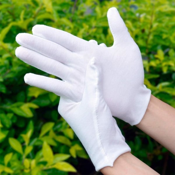 12 par myke bomullshansker, elastiske smykker whiteB XL12pcs