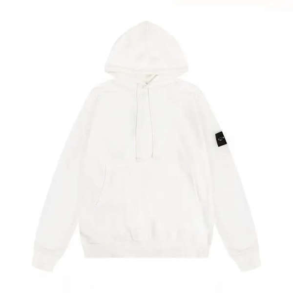 Sten Trendig amerikansk Stone Island-emblem Huvtröja i ren bomull for menn og kvinner High Street Loose Coat Hoodie HVIT XXL WHITE