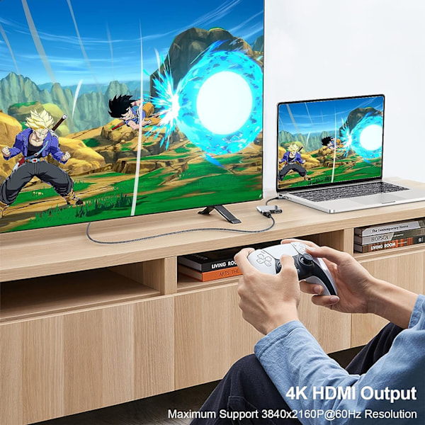 USB-C till Dual HDMI-adapter för 2 skärmar, 4K 60Hz 1080p, Typ C till Dubbel HDMI-konverter för MacBook Pro Air Lenovo Yoga Thinkpad Dell XPS och mer