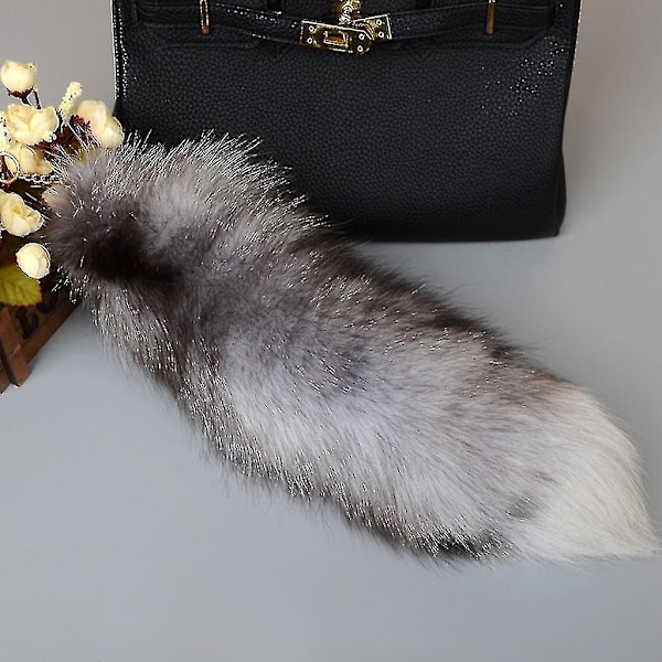 Plush-kettuhäntä avaimenperä Karvainen eläimen häntä Avaimenperä Avaimenperä 40cm Eläimen häntä D