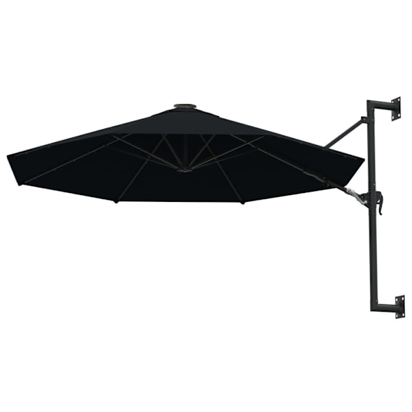 vidaXL Væghængt Parasol med Metalstang 300 cm Sort black 9750
