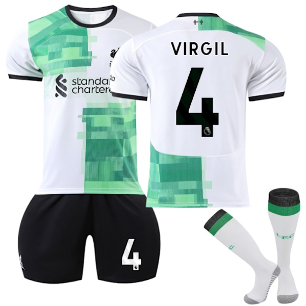 2023-2024 Liverpool Borta Barn Fotbollströja Kit nr 4 VIRGIL 18