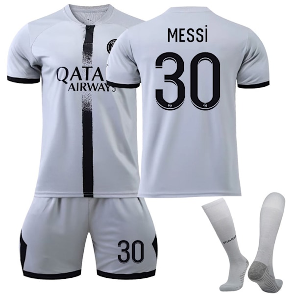 Messi #30 Jalkapallosetti lapsille Jalkapallopaita harjoitusasu Brasilia Away Pariisi Away Paris Away S