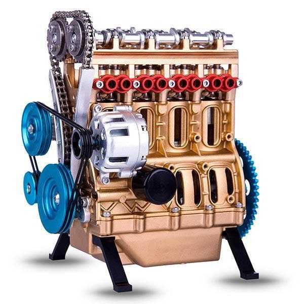 Ny 4-cylindrig full resin bilmotor monteringssats modell dekoration leksak present