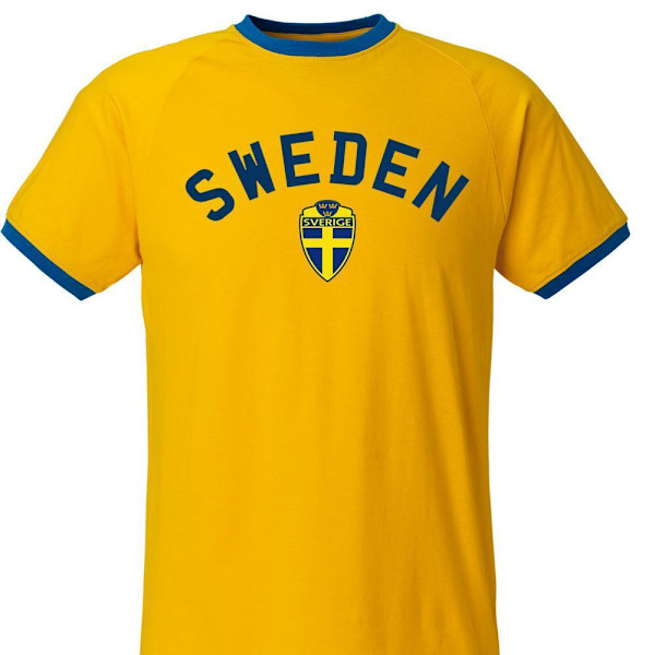 Sverige T-shirt med Sverige tryk og Sverige mærke Ringer trøje Gul Yellow 140cl