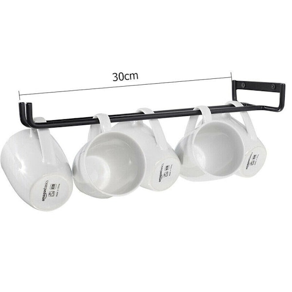 Vinglasstativ Hængende Hyldeholder Hanger Organizer Under Cabinet Opbevaring 2PCS Sort black