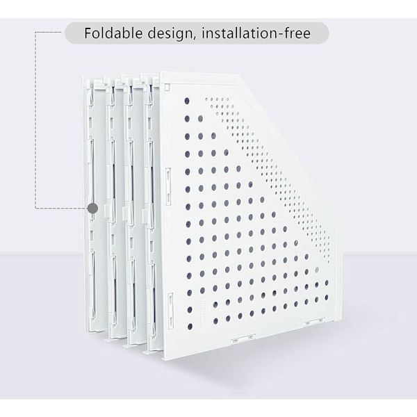 Foldbar Tidsskriftsholder 4 Rum Justerbar Opbevaringsboks Skrivebordsorganisator-XF7-