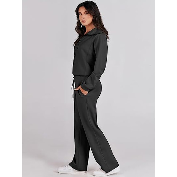 Dam 2-osainen treeniasusetti, Avara Loungewear, Urheilupuku Musta Black L