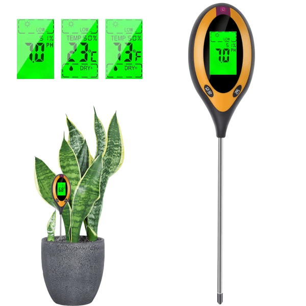 2022 Soil Moisture Meter, Soil pH Meter, 4IN1 [Temp/Light/pH