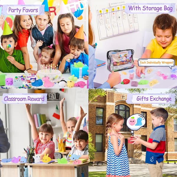 Squishy Mini Kawaii festposefyld til børn Bløde Fidget Stress Squeeze Præmier Børn Påske Julegaver (Farve tilfældig) -FA-
