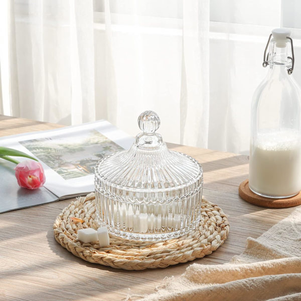 Glass Candy Sweet Jar Med Lokk Krystall Med Lokk Sukkerskål Liten