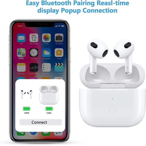 Trådløst opladningsetui, erstatning kompatibel med AirPod 3. generation, med Bluetooth-parringsknap-FA-