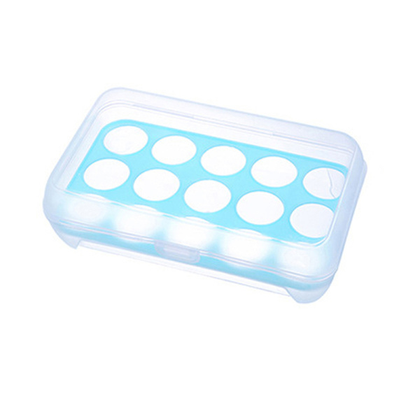 15 rutenett plast oppbevaringsboks eggbeholder eggkartonger for kjøleskap Blue