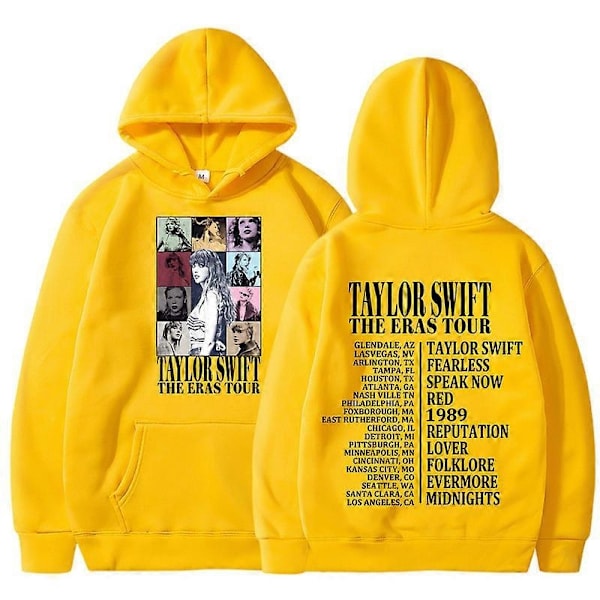 Unisex Huvtröja Taylor The Eras Tour - Pojk- och Flicksweatshirt, Midnight Album Swift Print, Dam- och Herrkläder, Huvtröja - Perfekt Gul yellow M