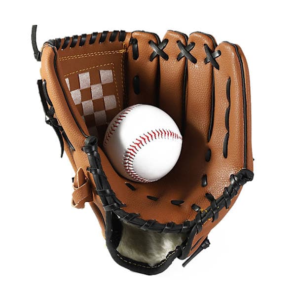 Baseballhandske til udendørs sport PU-læder Polstrede handsker Brun-sort 9,5 tommer-FA- 9.5 inch