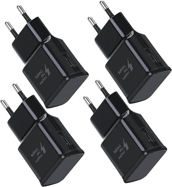 4-pak 5V-2A USB Strømadapter Stik Universal Hurtigoplader til iPhone 12/11/X 8/7/6, Samsung Galaxy S22 S21 S20-FA-