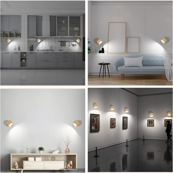 LED-vägglampa, väggmonterad lampa med laddningsbart batteri