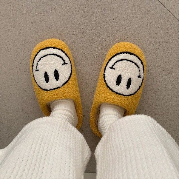 Smiley Kvinder Vinter Varme Tøfler Hvid EU Size 41-42 white